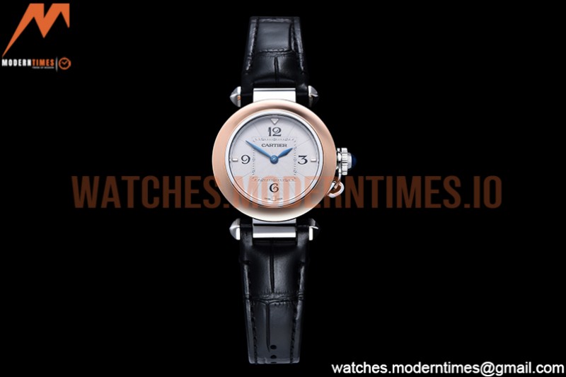 Cartier - Pasha Ladies Blk RG/SS/LE White/Num AF Qtz