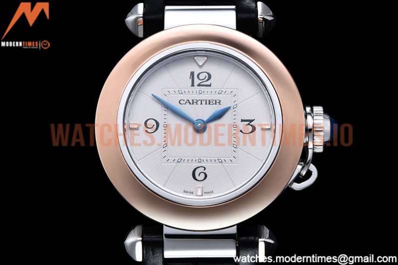 Cartier - Pasha Ladies Blk RG/SS/LE White/Num AF Qtz