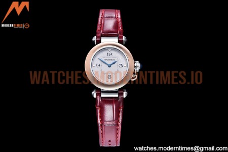Cartier - Pasha Ladies Red RG/SS/LE White/Num AF Qtz