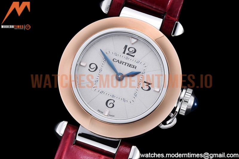 Cartier - Pasha Ladies Red RG/SS/LE White/Num AF Qtz