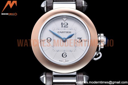 Cartier - Pasha Ladies Grey RG/SS/LE White/Num AF Qtz