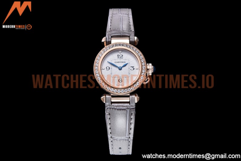 Cartier - Pasha Ladies Dia Grey RG/LE White/Num AF Qtz