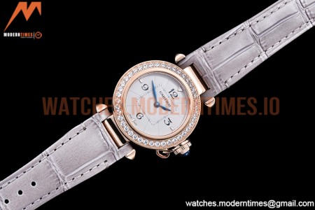 Cartier - Pasha Ladies Dia Grey RG/LE White/Num AF Qtz