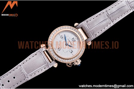 Cartier - Pasha Ladies Dia Grey RG/LE White/Num AF Qtz
