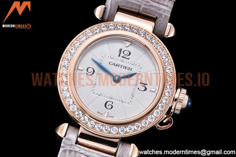 Cartier - Pasha Ladies Dia Grey RG/LE White/Num AF Qtz