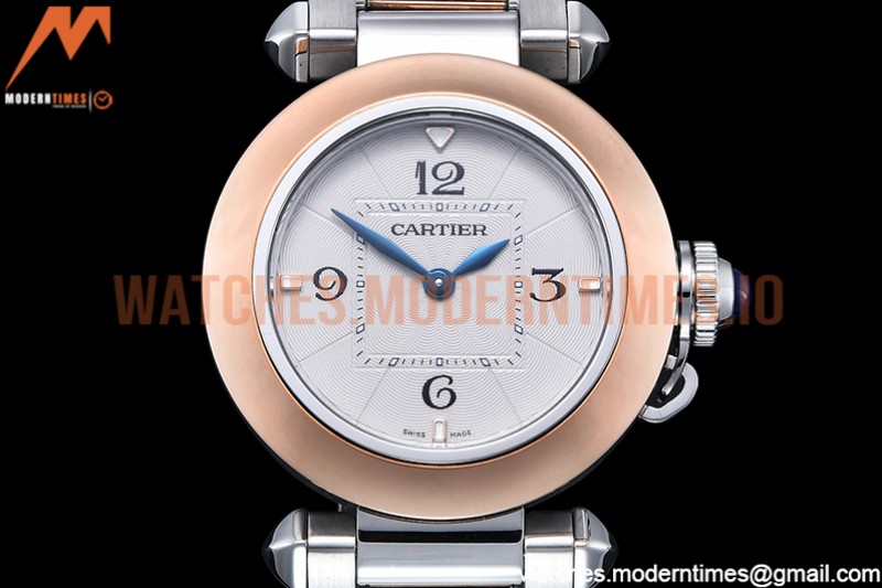 Cartier - Pasha Ladies RG/SS White/Num AF Qtz