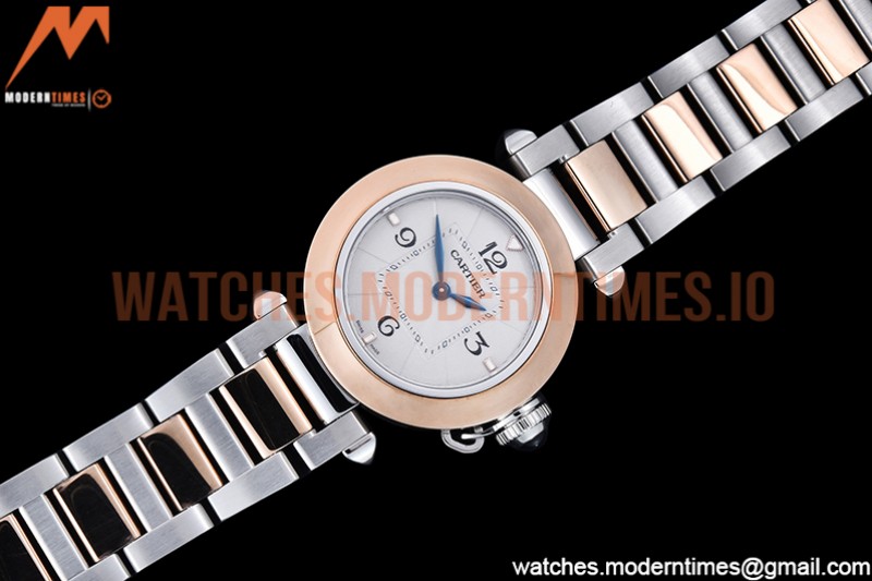Cartier - Pasha Ladies RG/SS White/Num AF Qtz