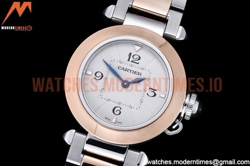 Cartier - Pasha Ladies RG/SS White/Num AF Qtz