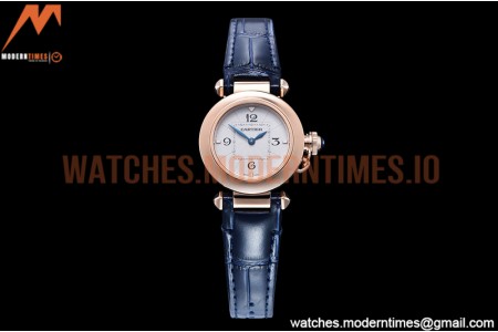 Cartier - Pasha Ladies Blue RG/LE White/Num AF Qtz