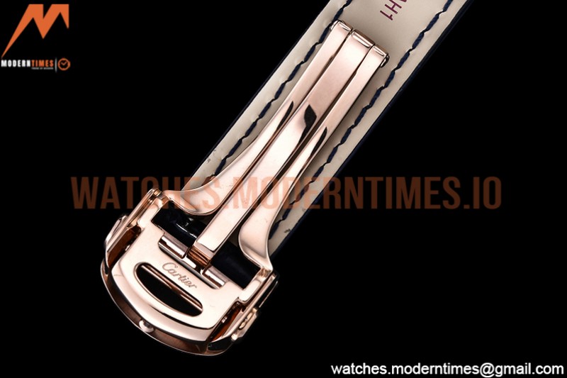 Cartier - Pasha Ladies Blue RG/LE White/Num AF Qtz