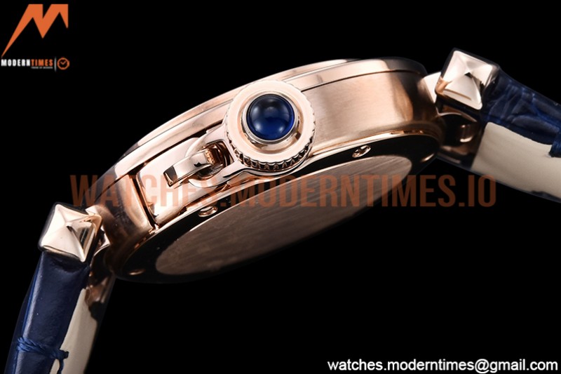 Cartier - Pasha Ladies Blue RG/LE White/Num AF Qtz