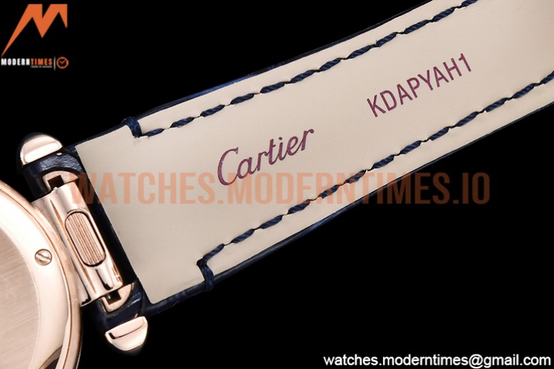 Cartier - Pasha Ladies Blue RG/LE White/Num AF Qtz