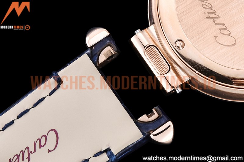 Cartier - Pasha Ladies Blue RG/LE White/Num AF Qtz