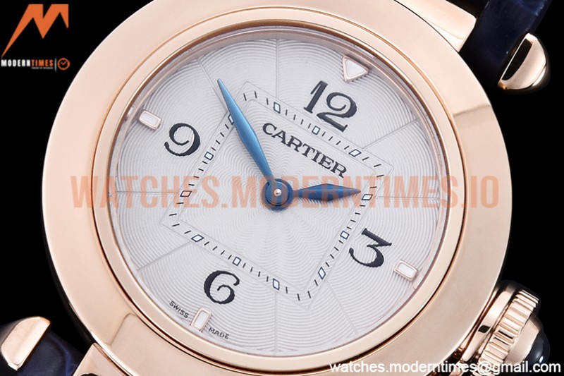 Cartier - Pasha Ladies Blue RG/LE White/Num AF Qtz