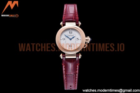 Cartier - Pasha Ladies Red RG/LE White/Num AF Qtz