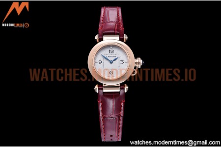 Cartier - Pasha Ladies Red RG/LE White/Num AF Qtz