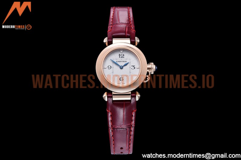 Cartier - Pasha Ladies Red RG/LE White/Num AF Qtz
