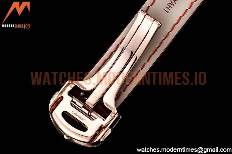Cartier - Pasha Ladies Red RG/LE White/Num AF Qtz