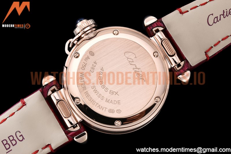 Cartier - Pasha Ladies Red RG/LE White/Num AF Qtz