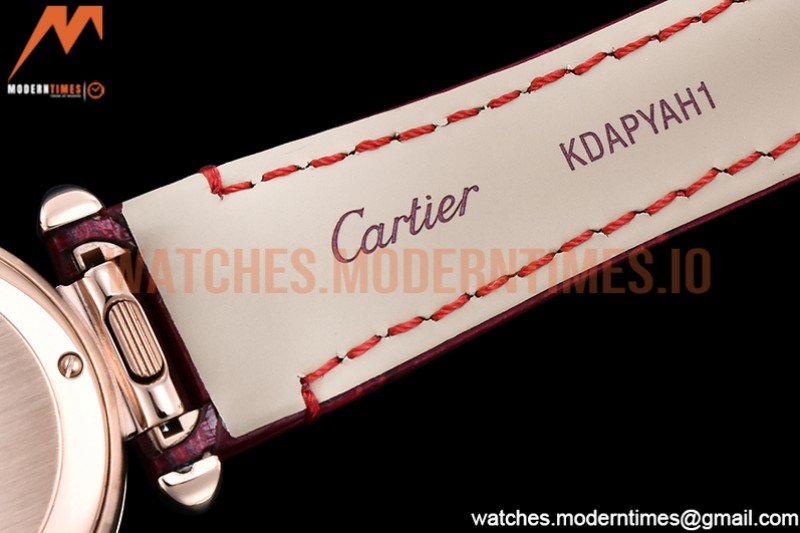 Cartier - Pasha Ladies Red RG/LE White/Num AF Qtz