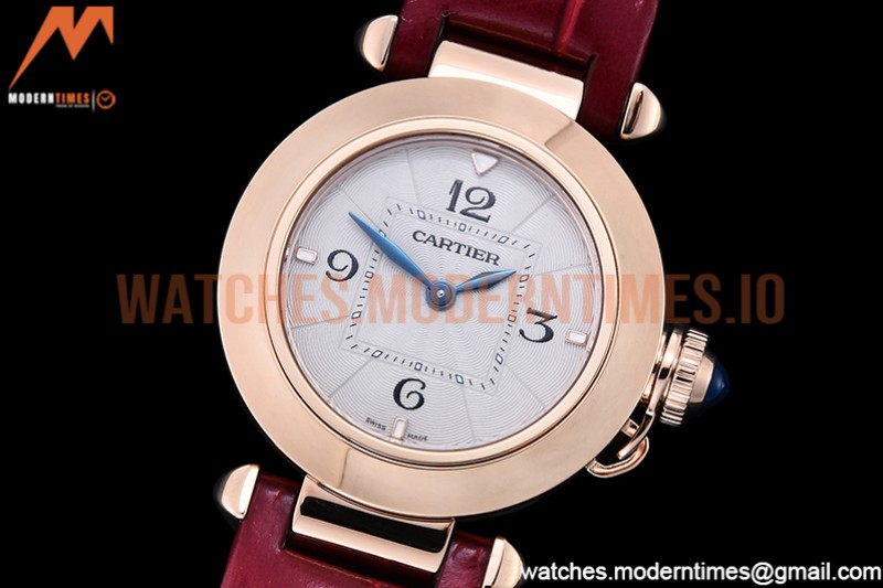 Cartier - Pasha Ladies Red RG/LE White/Num AF Qtz