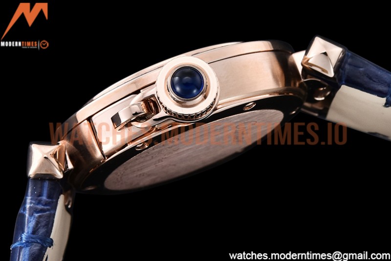 Cartier - Pasha Ladies Dia Blue RG/LE White/Num AF Qtz