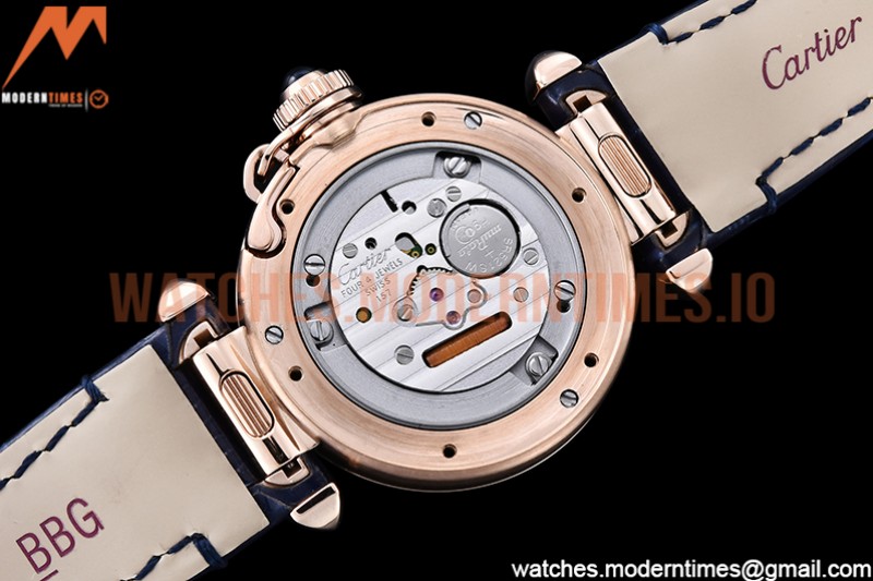 Cartier - Pasha Ladies Dia Blue RG/LE White/Num AF Qtz