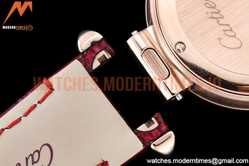 Cartier - Pasha Ladies Dia Red RG/LE White/Num AF Qtz