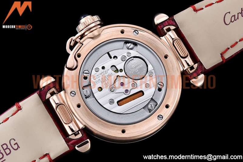 Cartier - Pasha Ladies Dia Red RG/LE White/Num AF Qtz