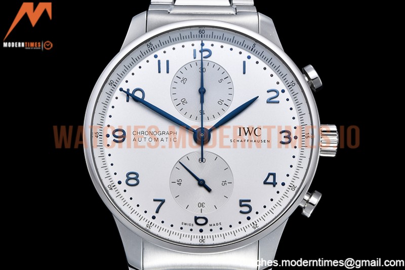 IWC - Portuguese Chrono Ed SS/SS Wht/Blue Num ZF A7750
