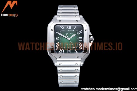 Cartier - Santos De Cartier 2018 Mens XL SS/SS Green BVF MY9015