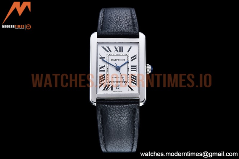 Cartier - Tank Solo Blk SS/LE White TWF Miyota 9015