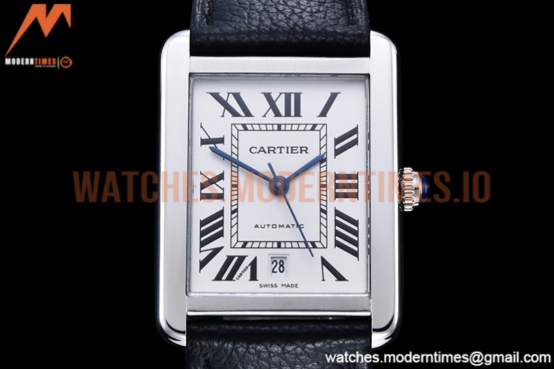 Cartier - Tank Solo Blk SS/LE White TWF Miyota 9015