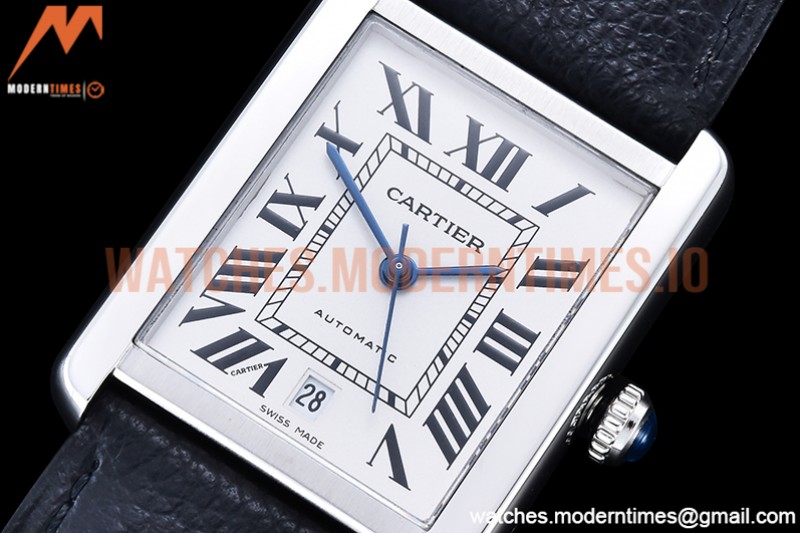 Cartier - Tank Solo Blk SS/LE White TWF Miyota 9015