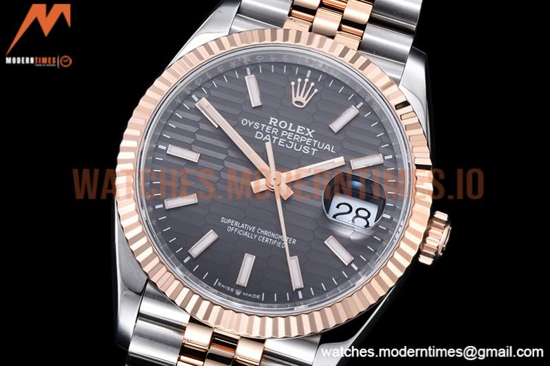 Rolex - DJ 36mm Jub Flt 904L RG/SS P-Grey/Stk VSF VS3235