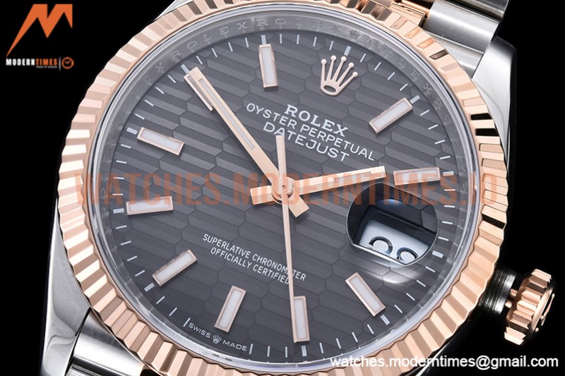 Rolex - DJ 36mm Jub Flt 904L RG/SS P-Grey/Stk VSF VS3235
