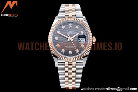 Rolex - DJ 36mm Jub Flt 904L RG/SS P-Grey/Dia VSF VS3235