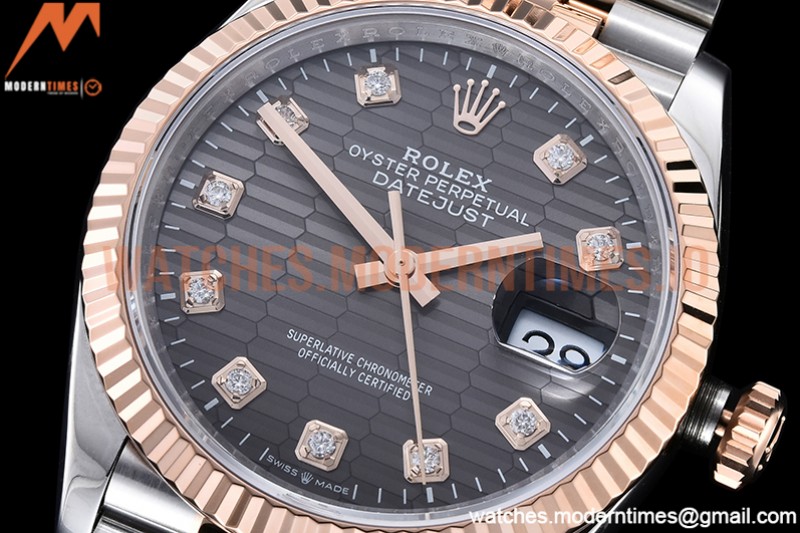 Rolex - DJ 36mm Jub Flt 904L RG/SS P-Grey/Dia VSF VS3235