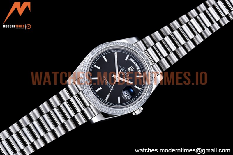 Rolex - DayDate 40mm Flt Dia SS/SS Black/Stk GSF A2836 Mod