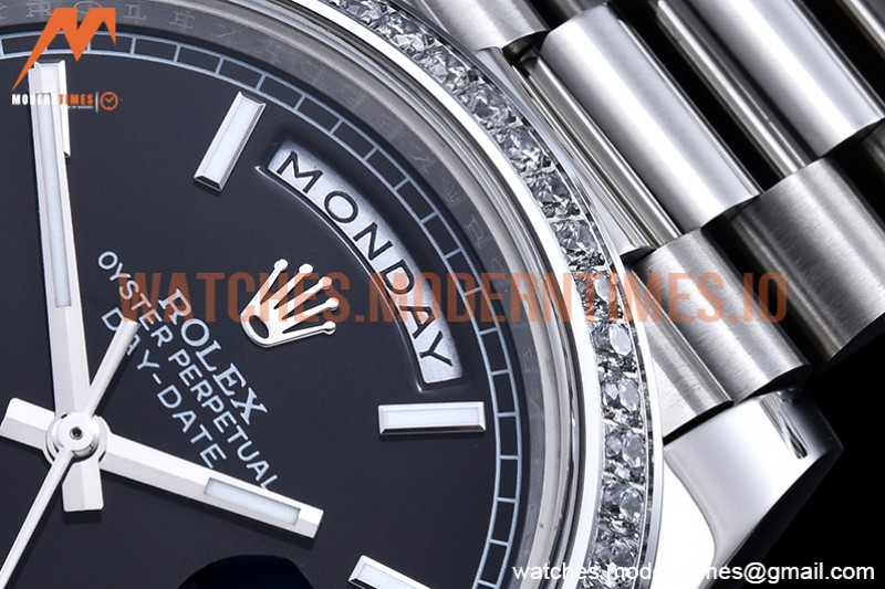 Rolex - DayDate 40mm Flt Dia SS/SS Black/Stk GSF A2836 Mod
