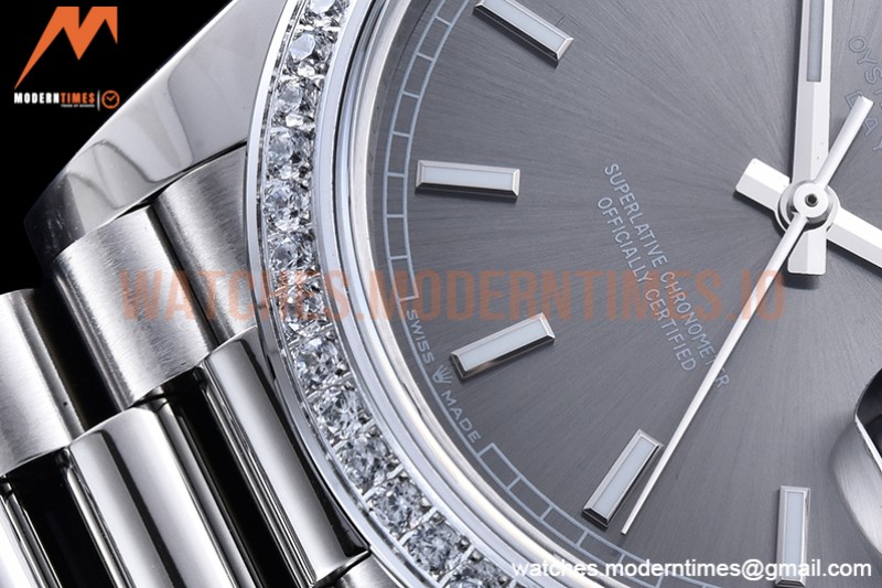 Rolex - DayDate 40mm Flt Dia SS/SS Grey/Stk GSF A2836 Mod