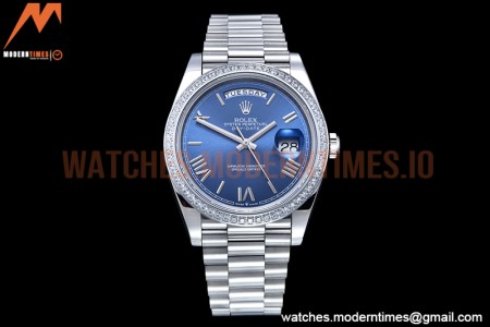 Rolex - DayDate 40mm Flt Dia SS/SS Blue/Rm GSF A2836 Mod