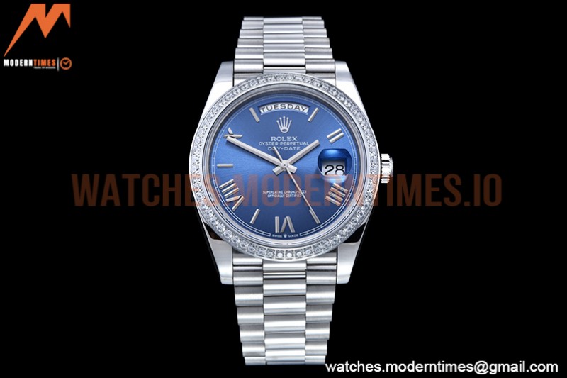 Rolex - DayDate 40mm Flt Dia SS/SS Blue/Rm GSF A2836 Mod