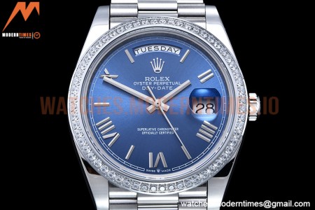 Rolex - DayDate 40mm Flt Dia SS/SS Blue/Rm GSF A2836 Mod