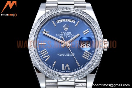 Rolex - DayDate 40mm Flt Dia SS/SS Blue/Rm GSF A2836 Mod
