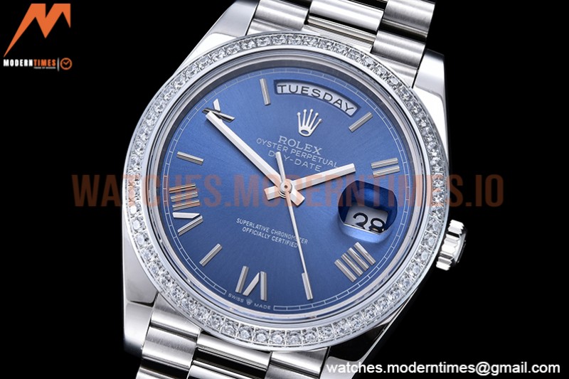 Rolex - DayDate 40mm Flt Dia SS/SS Blue/Rm GSF A2836 Mod