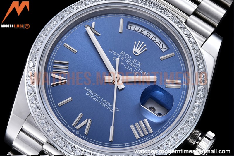 Rolex - DayDate 40mm Flt Dia SS/SS Blue/Rm GSF A2836 Mod