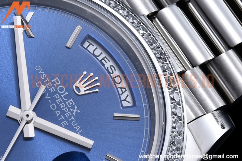 Rolex - DayDate 40mm Flt Dia SS/SS Blue/Rm GSF A2836 Mod