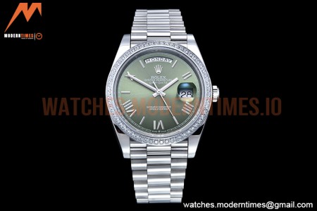Rolex - DayDate 40mm Flt Dia SS/SS Green/Rm GSF A2836 Mod