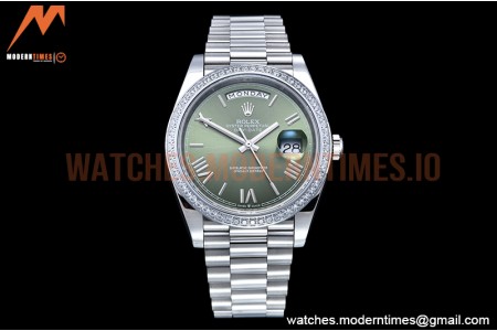 Rolex - DayDate 40mm Flt Dia SS/SS Green/Rm GSF A2836 Mod